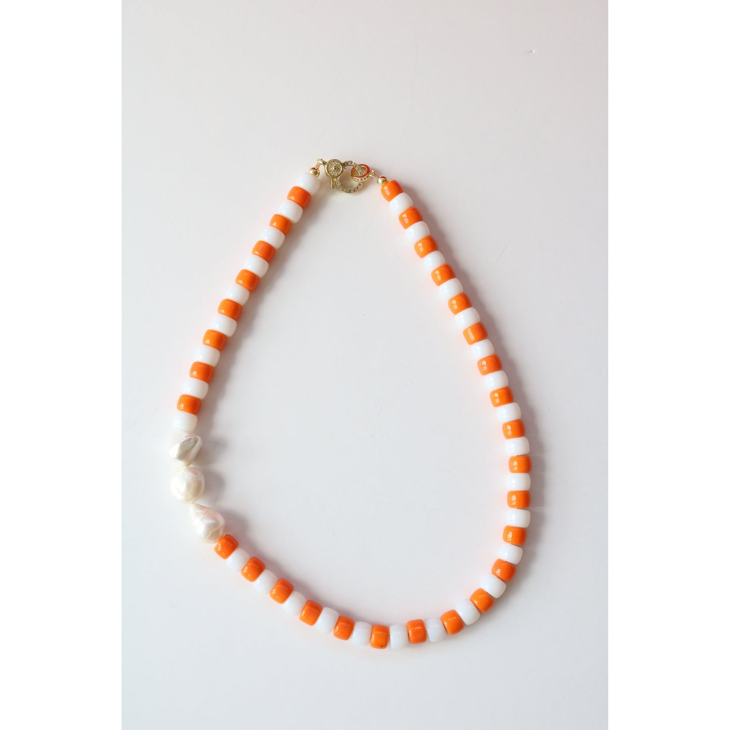 Orange & White Jersey Stripe Necklace