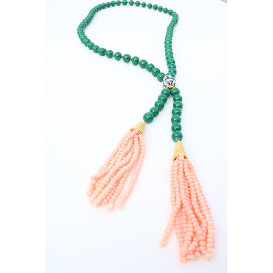 Crystal Tassel Lariat Necklace