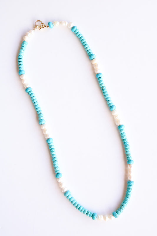 Howlite + Pearl Long Necklace