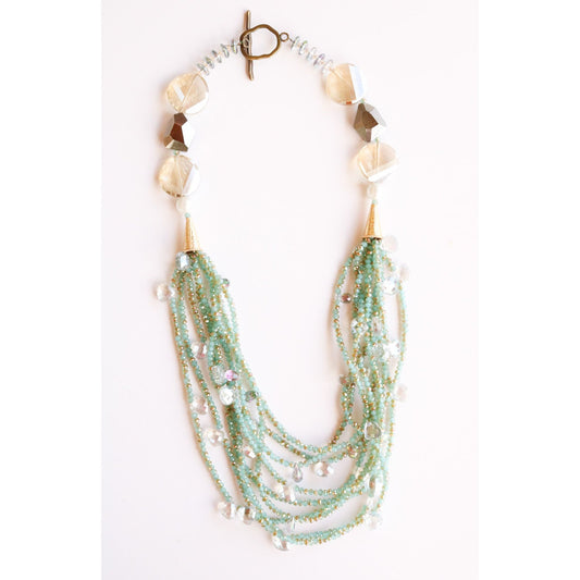 Crystal Multi Strand Necklace in Green