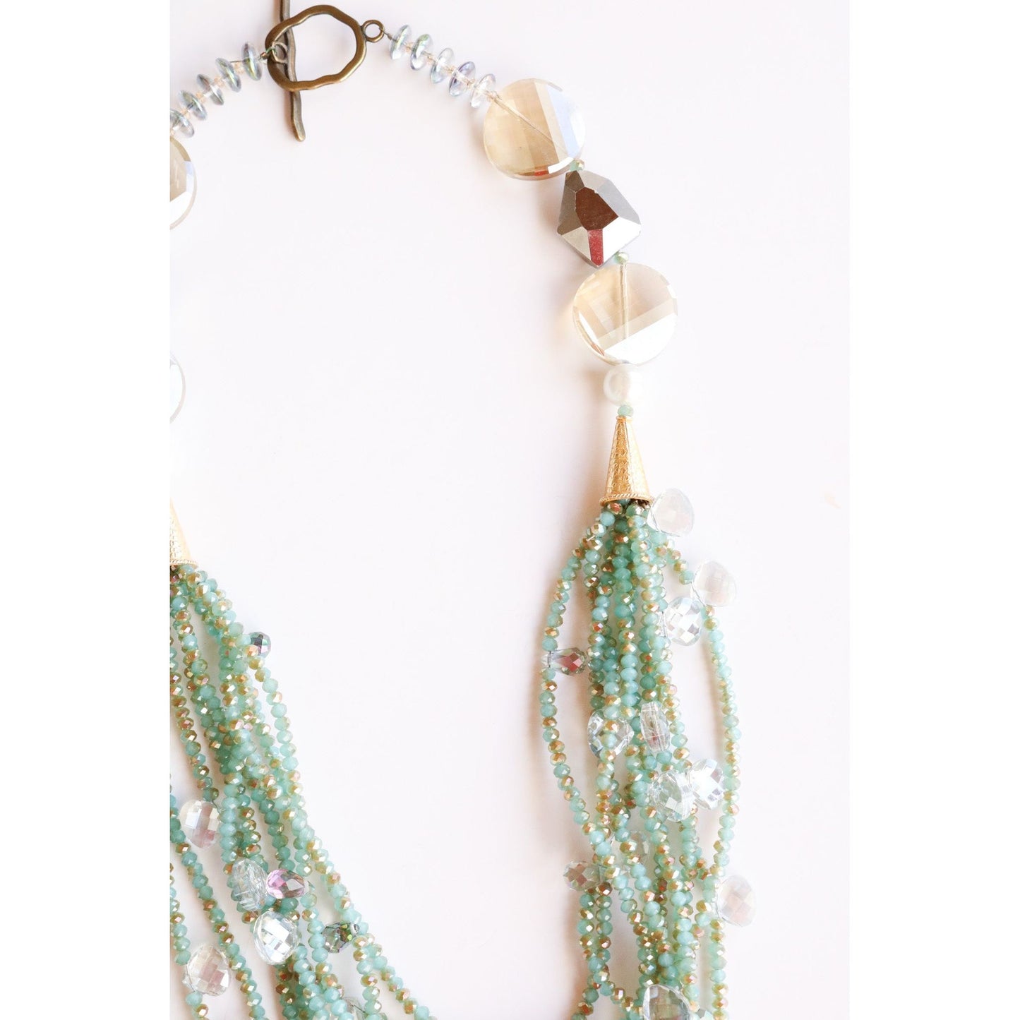 Crystal Multi Strand Necklace in Green