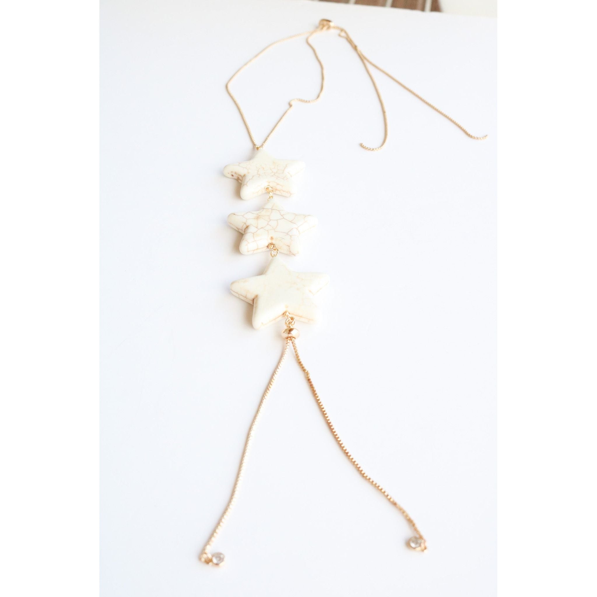 Three Star Howlite Bolo Necklace
