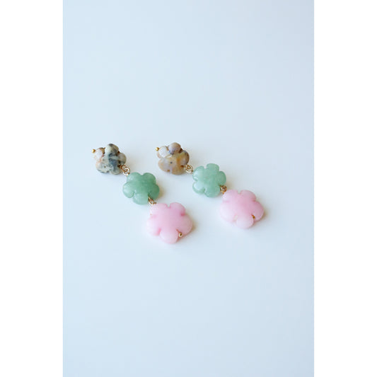 Gemstone Flower Drop Earring