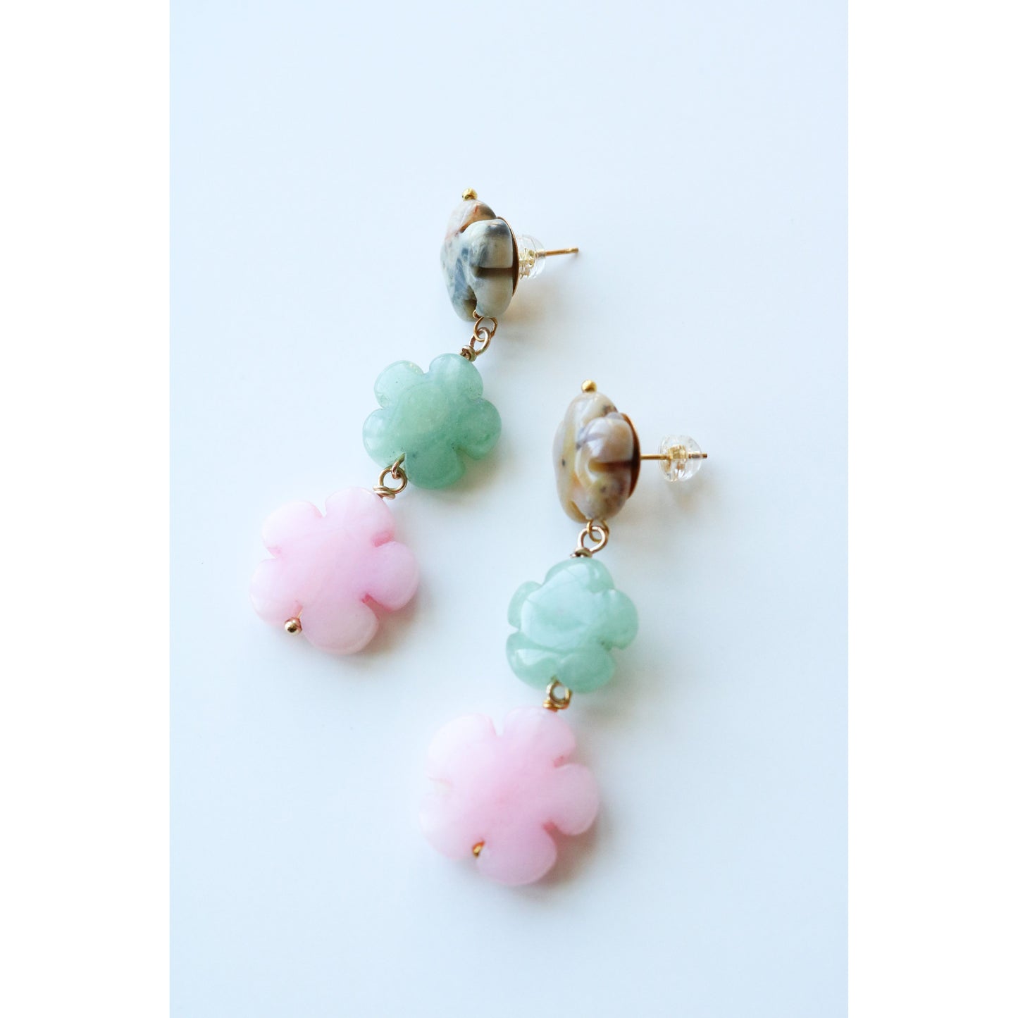 Gemstone Flower Drop Earring