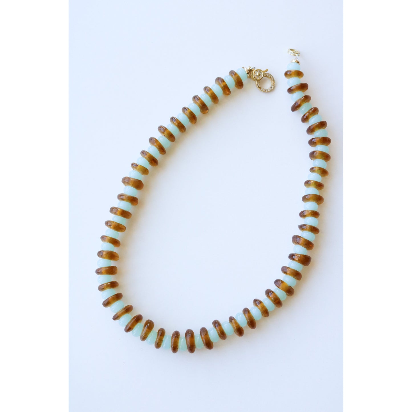 Yellow African Glass + Aqua Glass Necklace