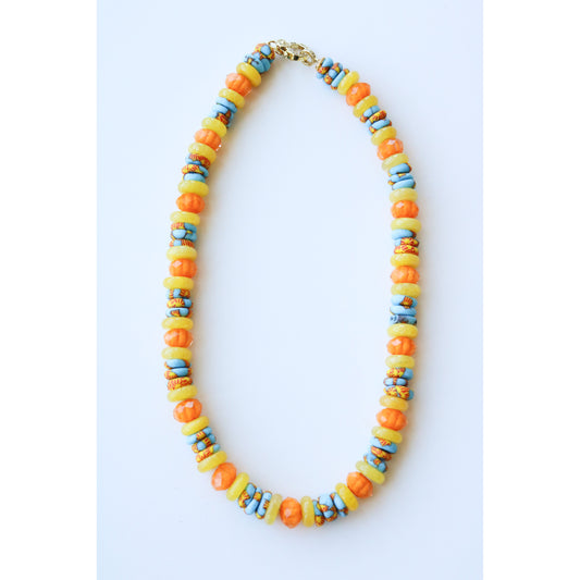 Fused Ghanaian Glass Chalcedony Necklace