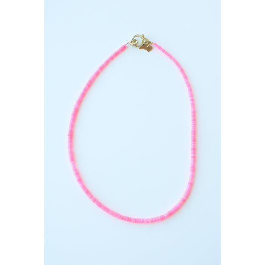 Neon Pink Fire Opal Necklace