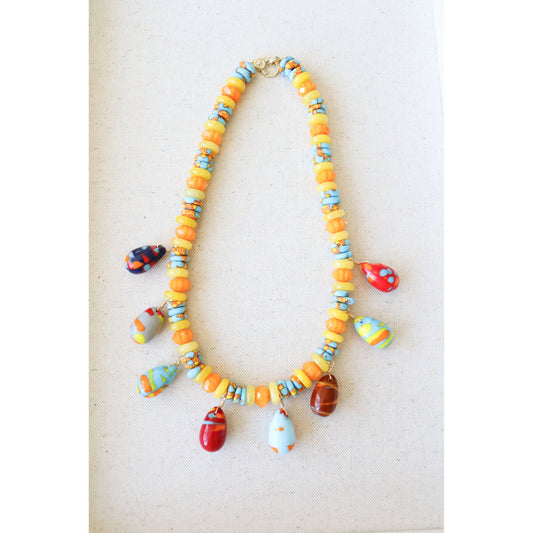 Fused Ghanaian Glass Pendant Necklace