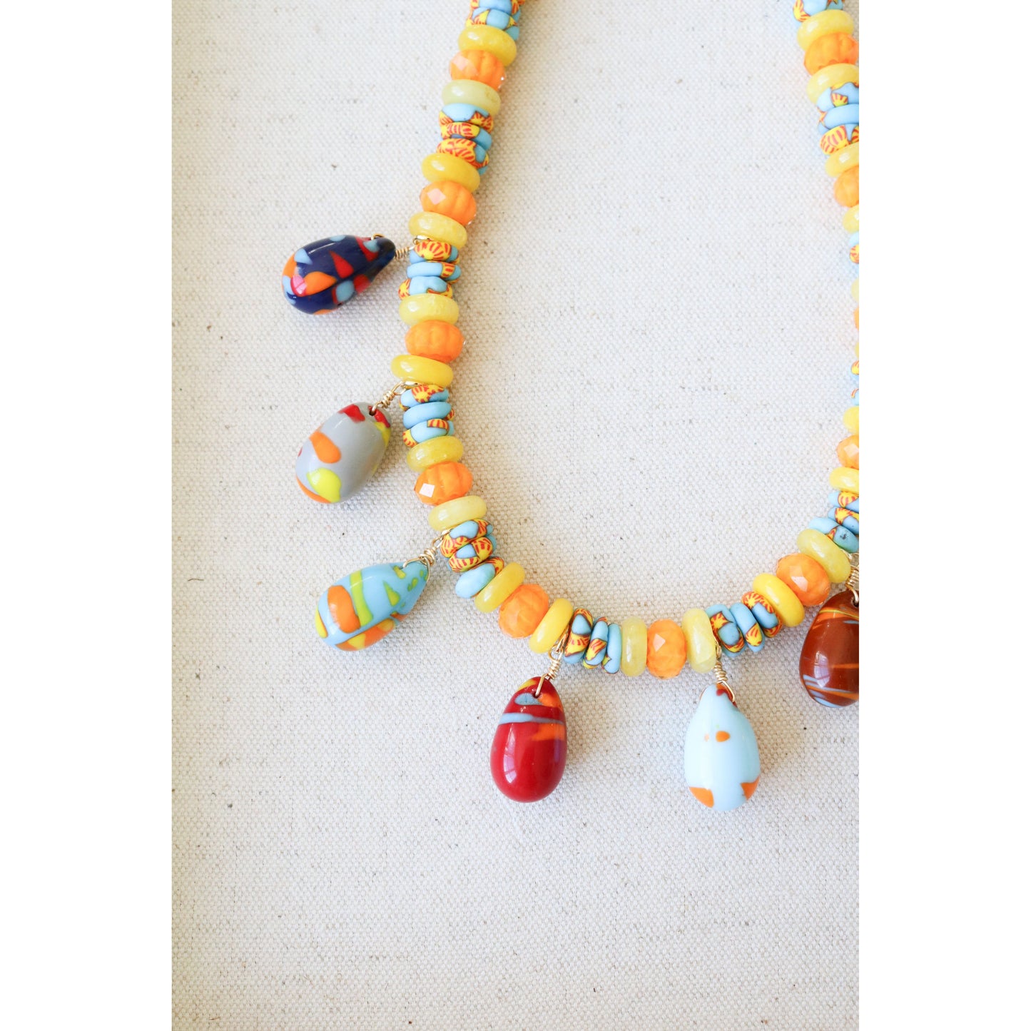 Fused Ghanaian Glass Pendant Necklace