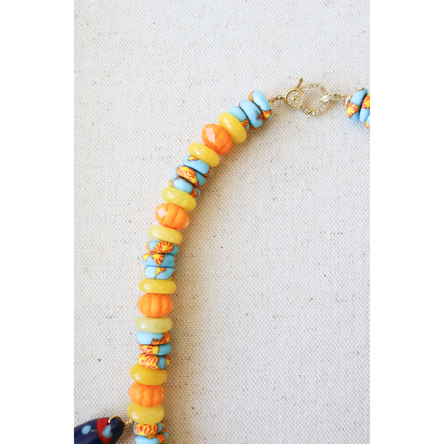 Fused Ghanaian Glass Pendant Necklace