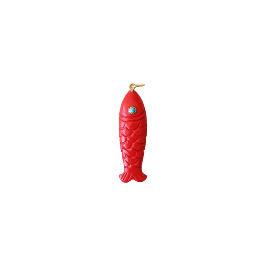 Hand Carved Gemstone Fish Pendant