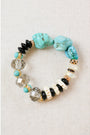 Turquoise + Onyx Bead Soup Bracelet