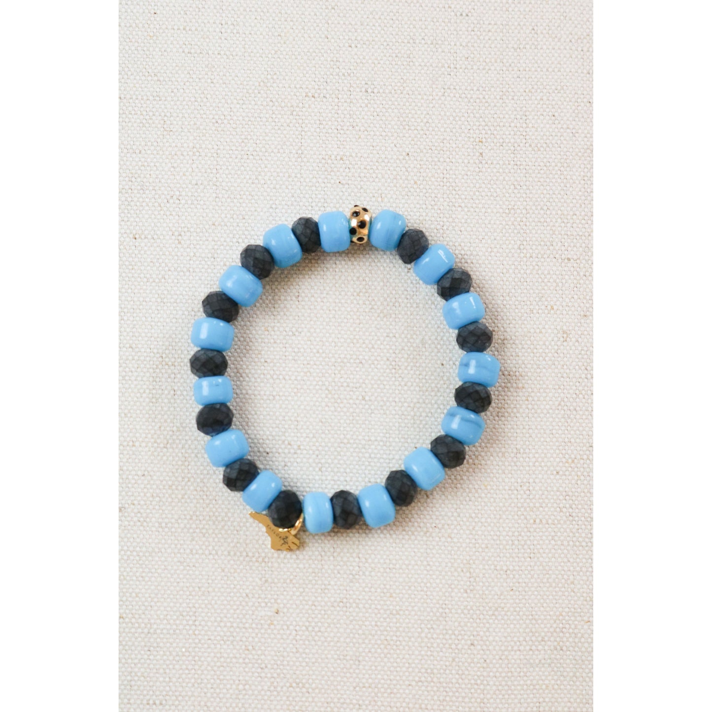 Matte Crystal + Blue Glass Stack Bracelet