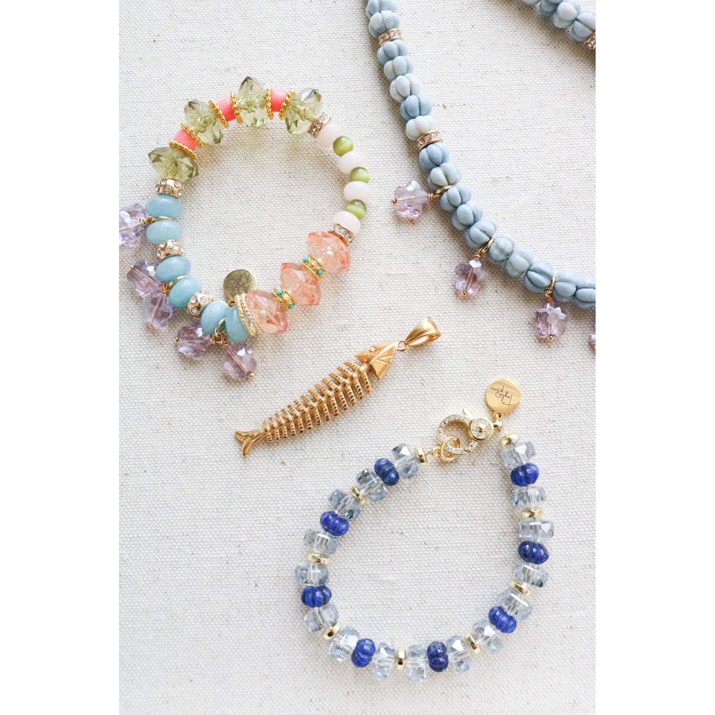 Lapis Lazuli + Polish Crystal Bracelet