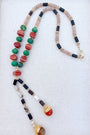 Red Carnelian Acorn Long Beaded Necklace