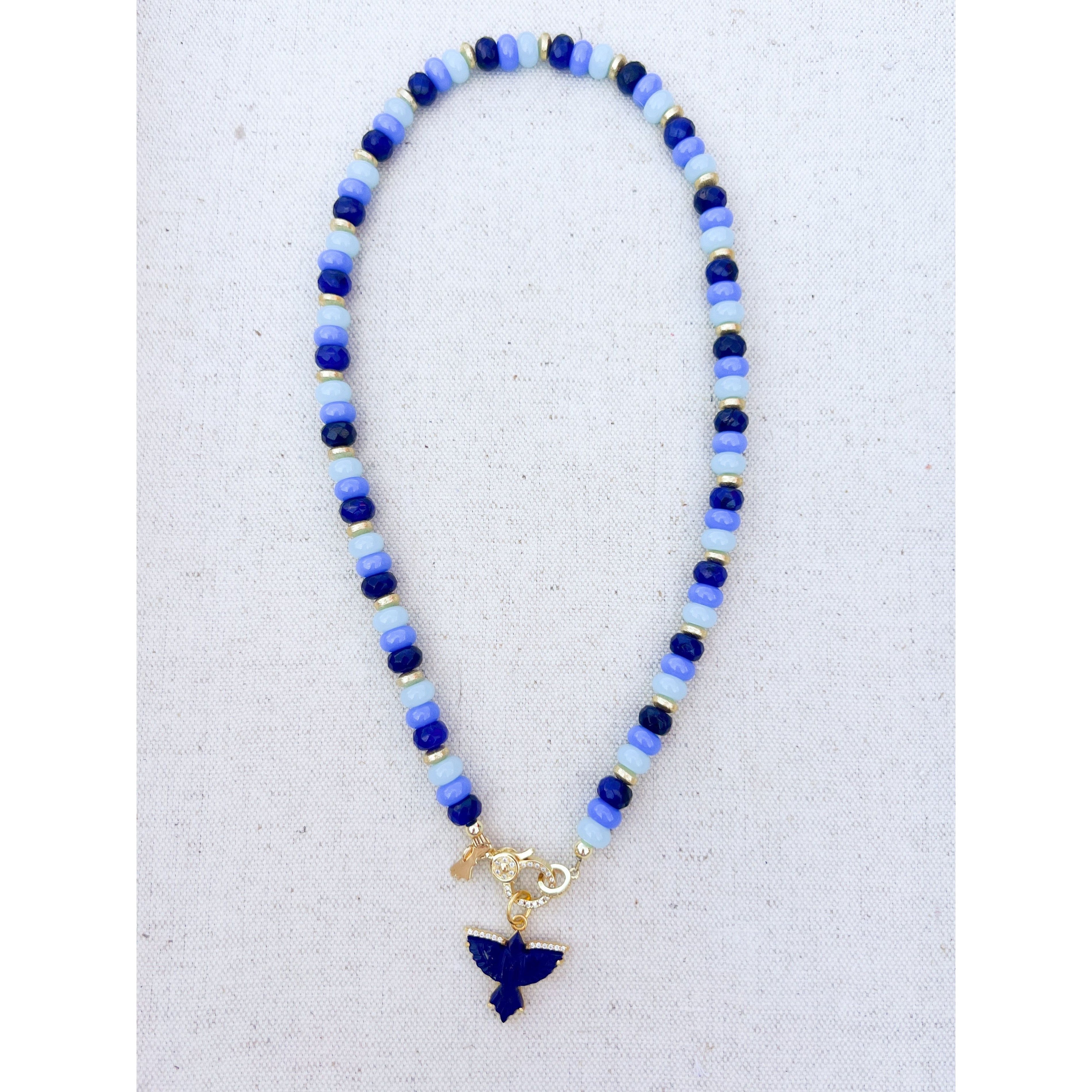 Triple Blue Beaded Necklace