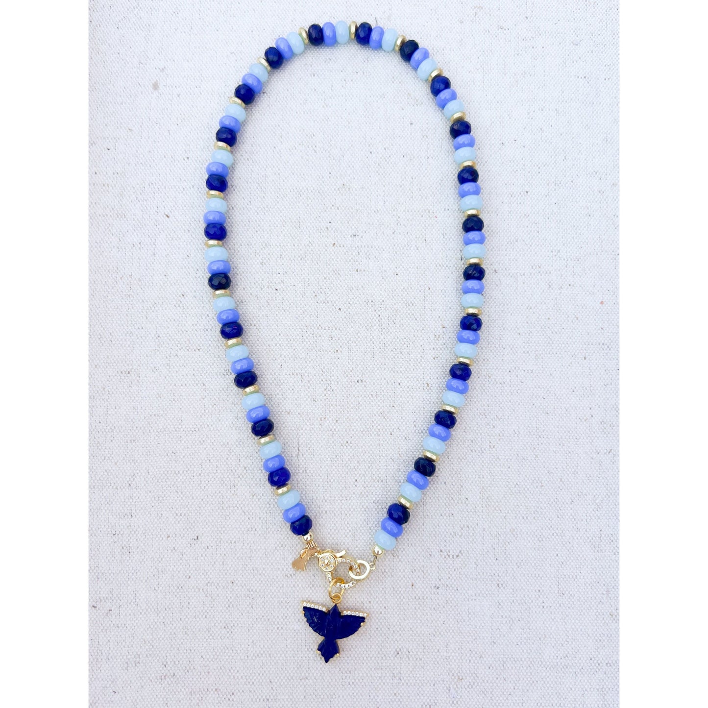 Triple Blue Beaded Necklace