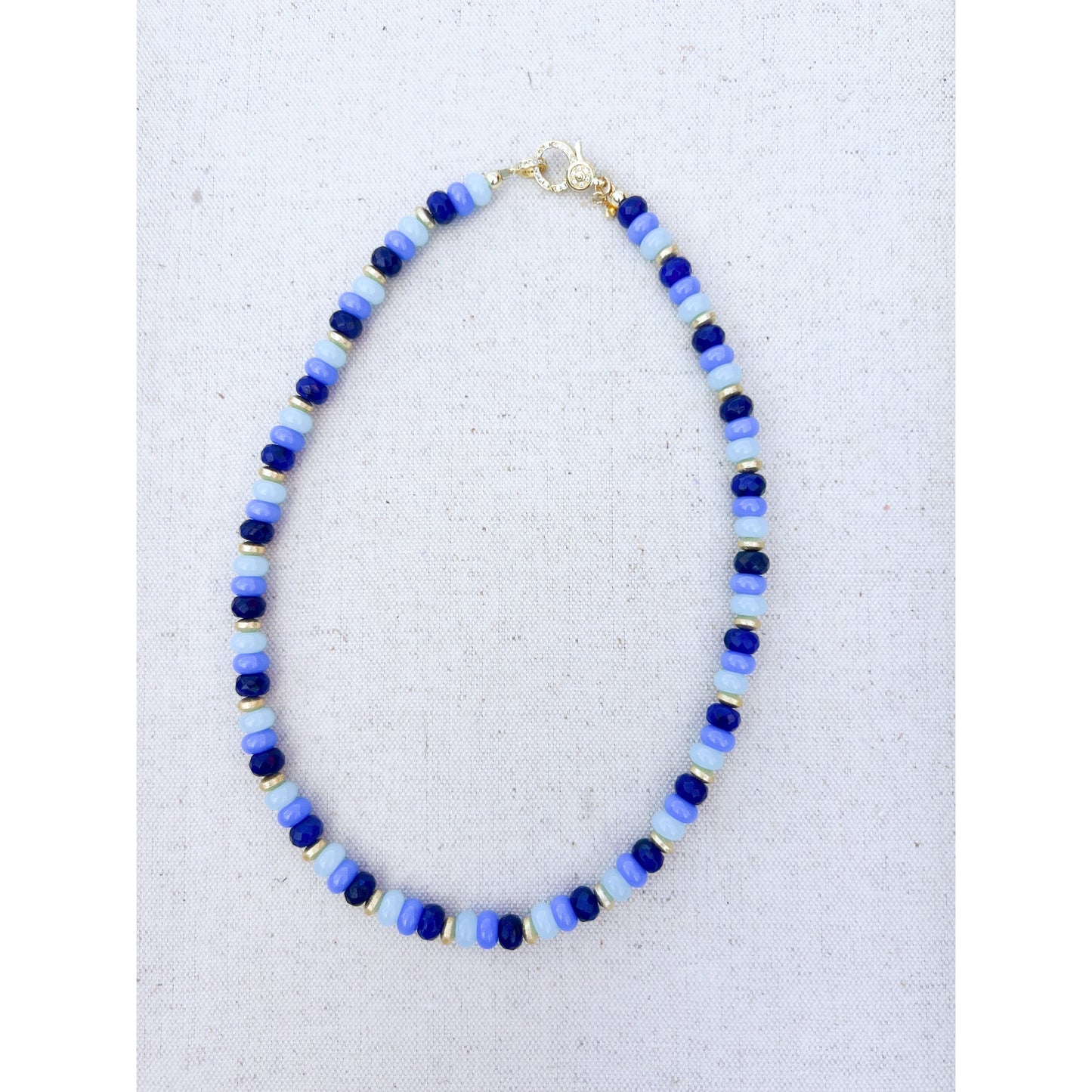 Triple Blue Beaded Necklace