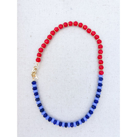 Red & Blue Beaded Necklace