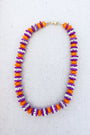 Purple & Orange Carved Bone Necklace