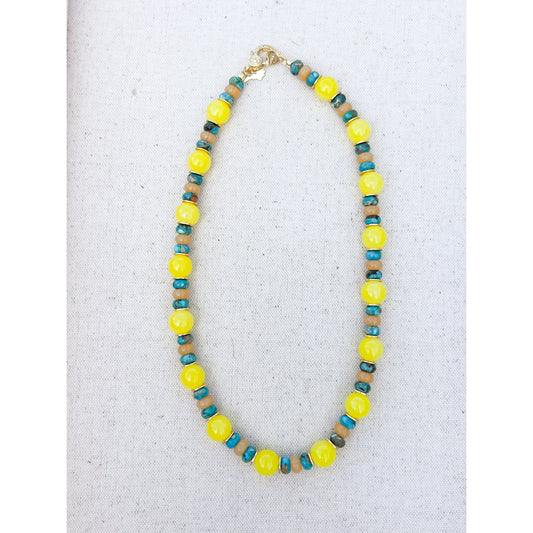 Howlite + Neon Beaded Necklace