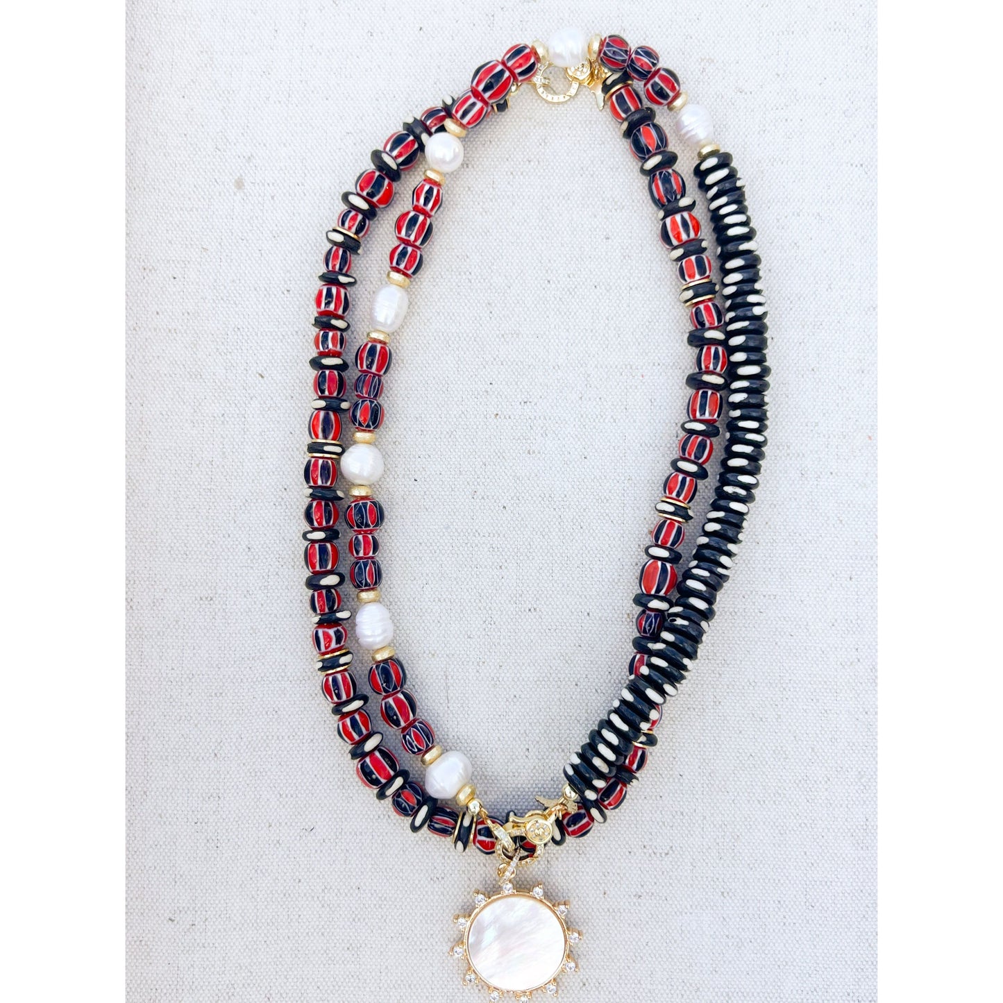 Red + Black Beaded Necklace