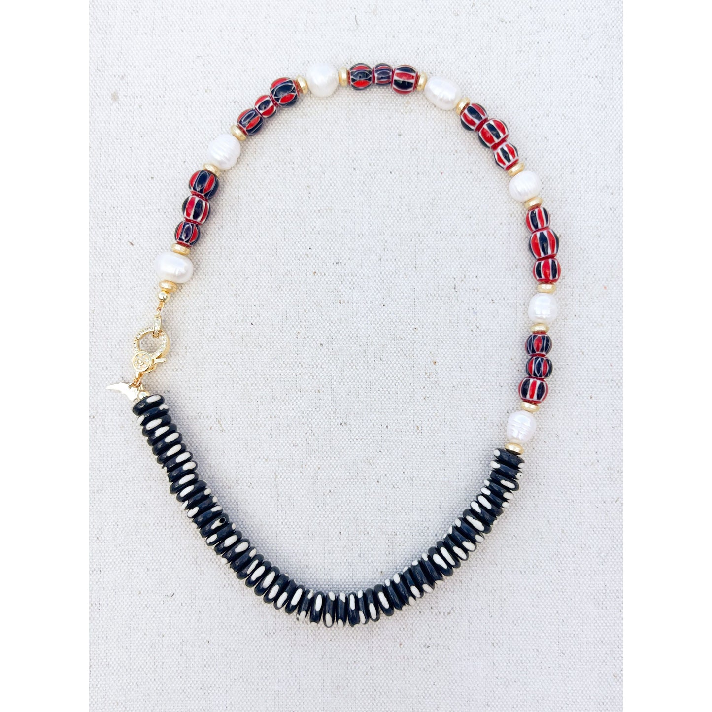 Red + Black Beaded Necklace