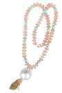 Peach Crystal Long Strand Necklace