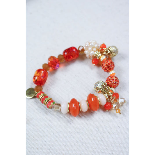 Orange Bead Soup Bracelet