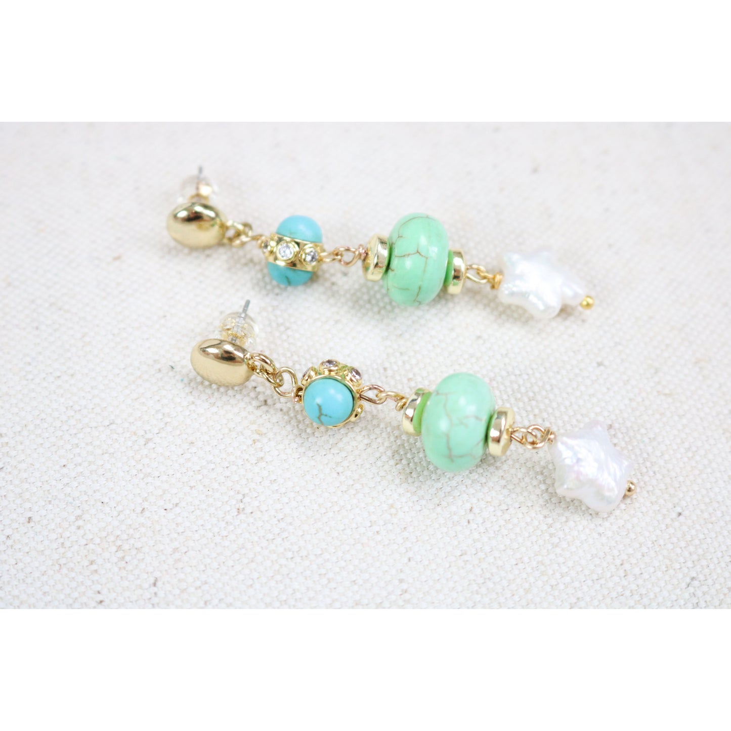 Turquoise + Chalcedony Stargazer Drop Earrings