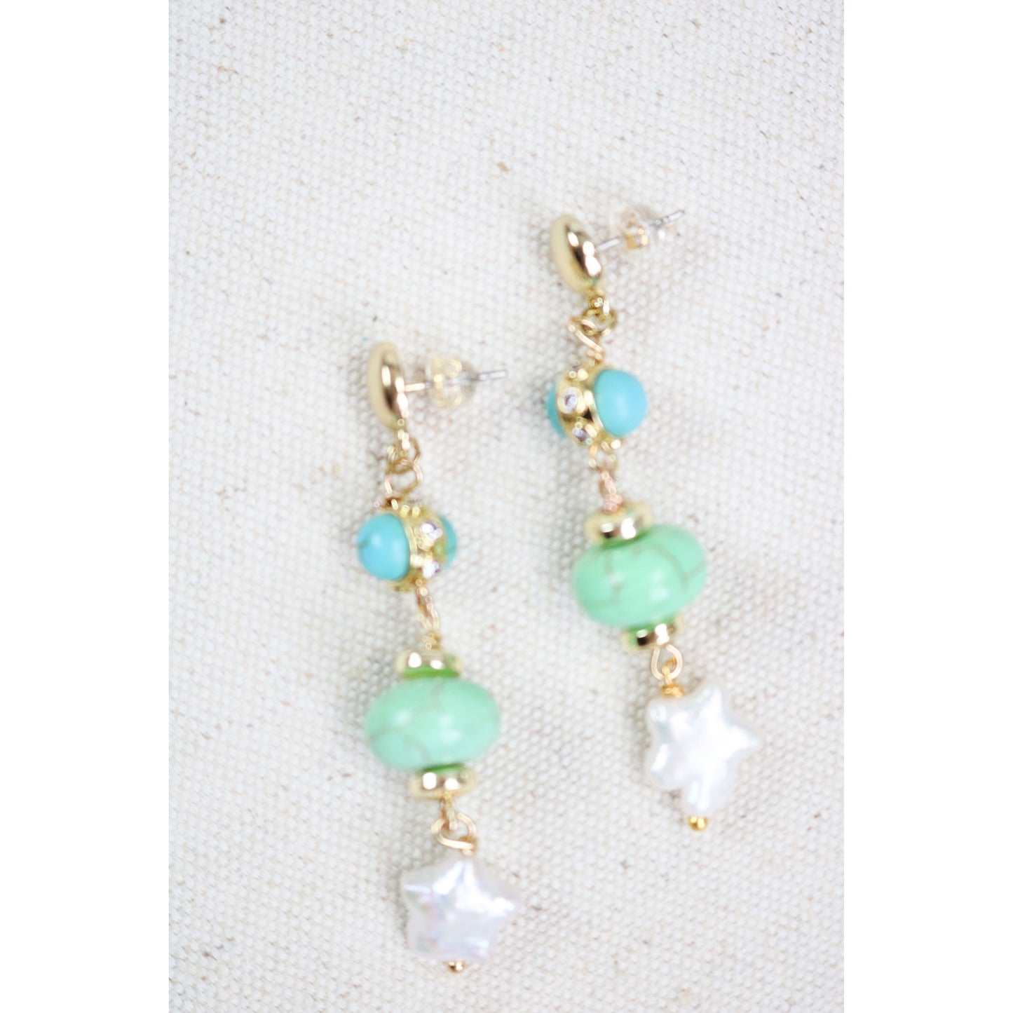 Turquoise + Chalcedony Stargazer Drop Earrings