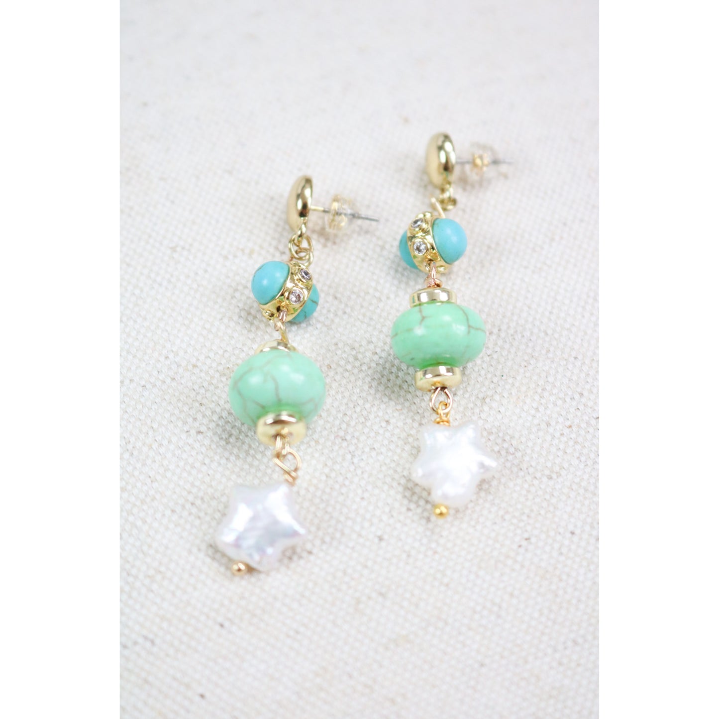 Turquoise + Chalcedony Stargazer Drop Earrings