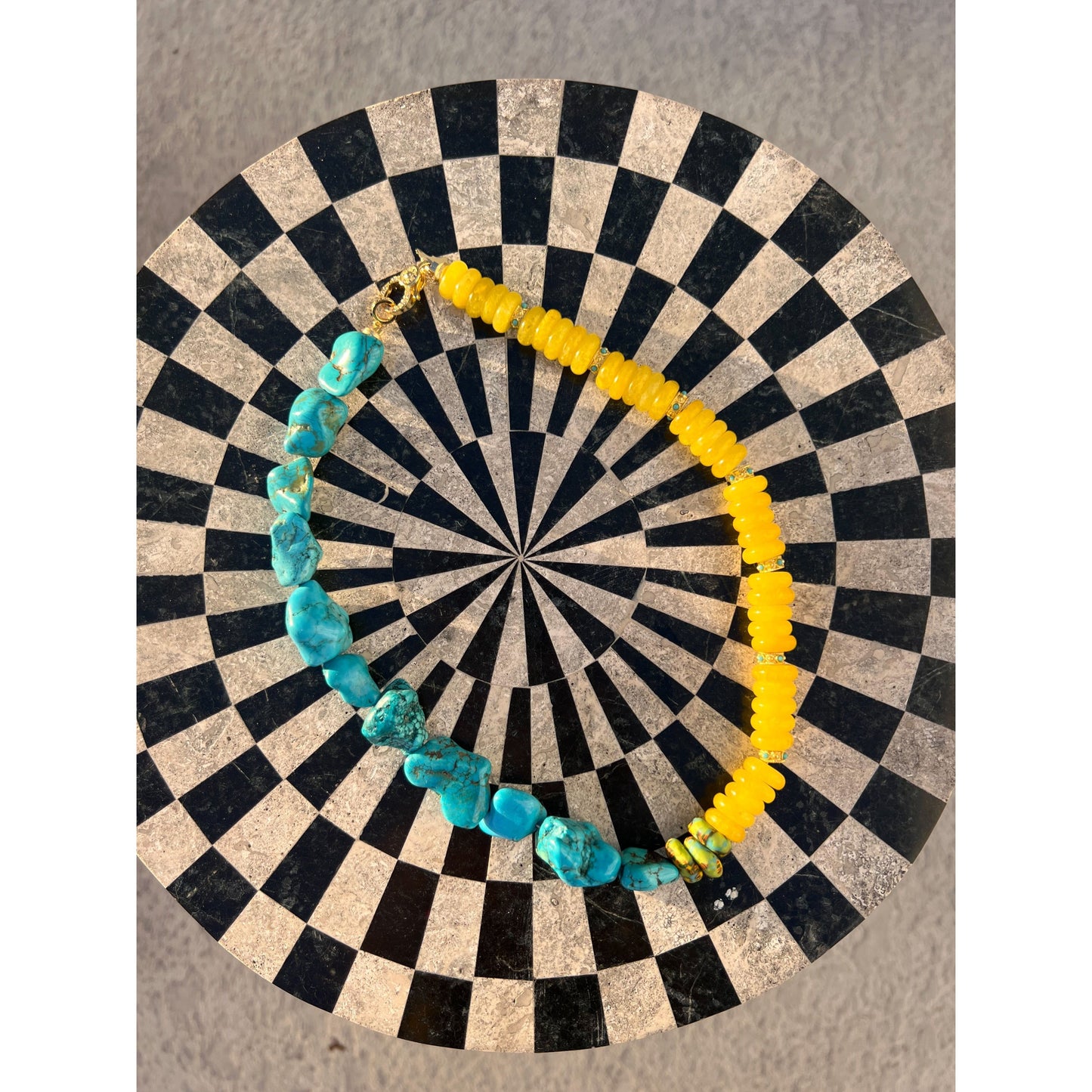 Turquoise Howlite + Yellow Chalcedony Necklace