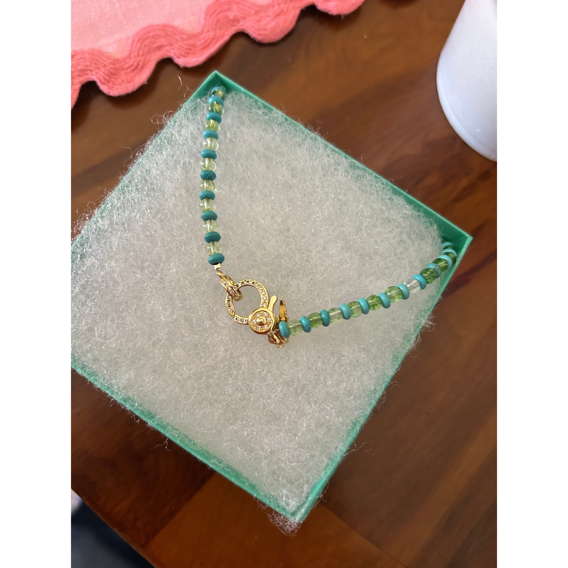 Green Glass + Howlite Strand Necklace