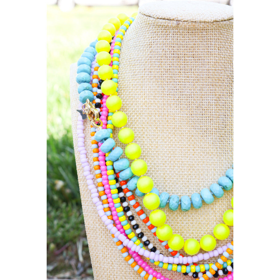 Neon Swarovski Pearl Hand Knotted Necklace