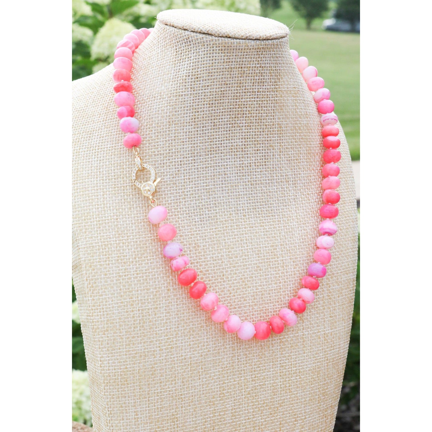 Taylor Davis Reese x CB Grey Hot Pink Opal Candy Crush Necklace