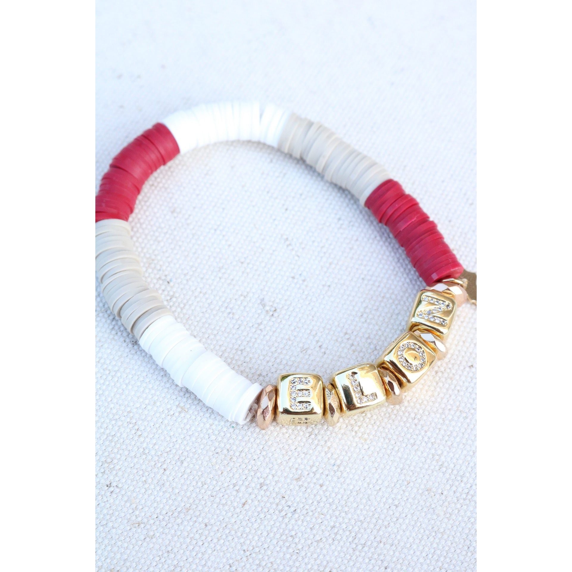 Elon Univ. (ELON) Pave Polymer Clay Bracelet