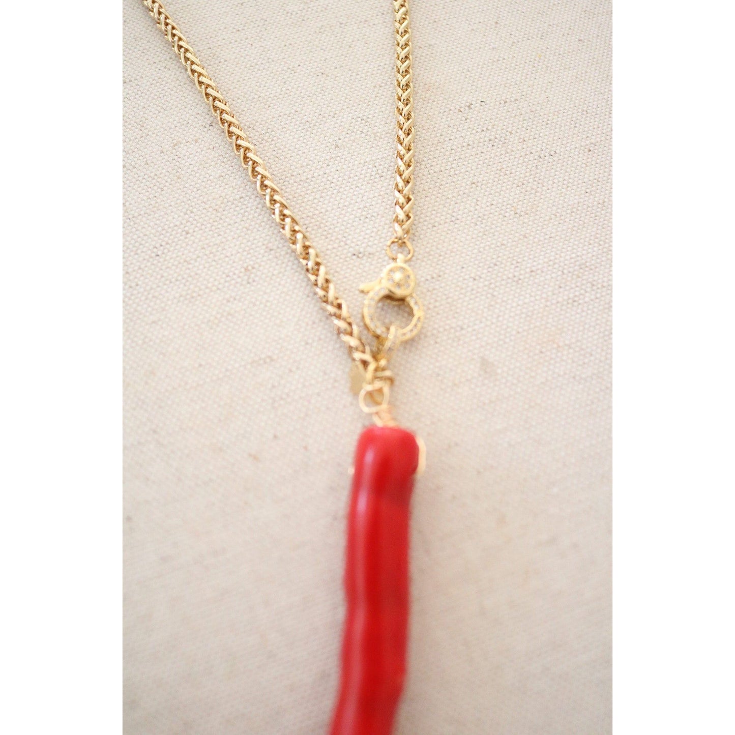Red Coral Long Pendant Necklace