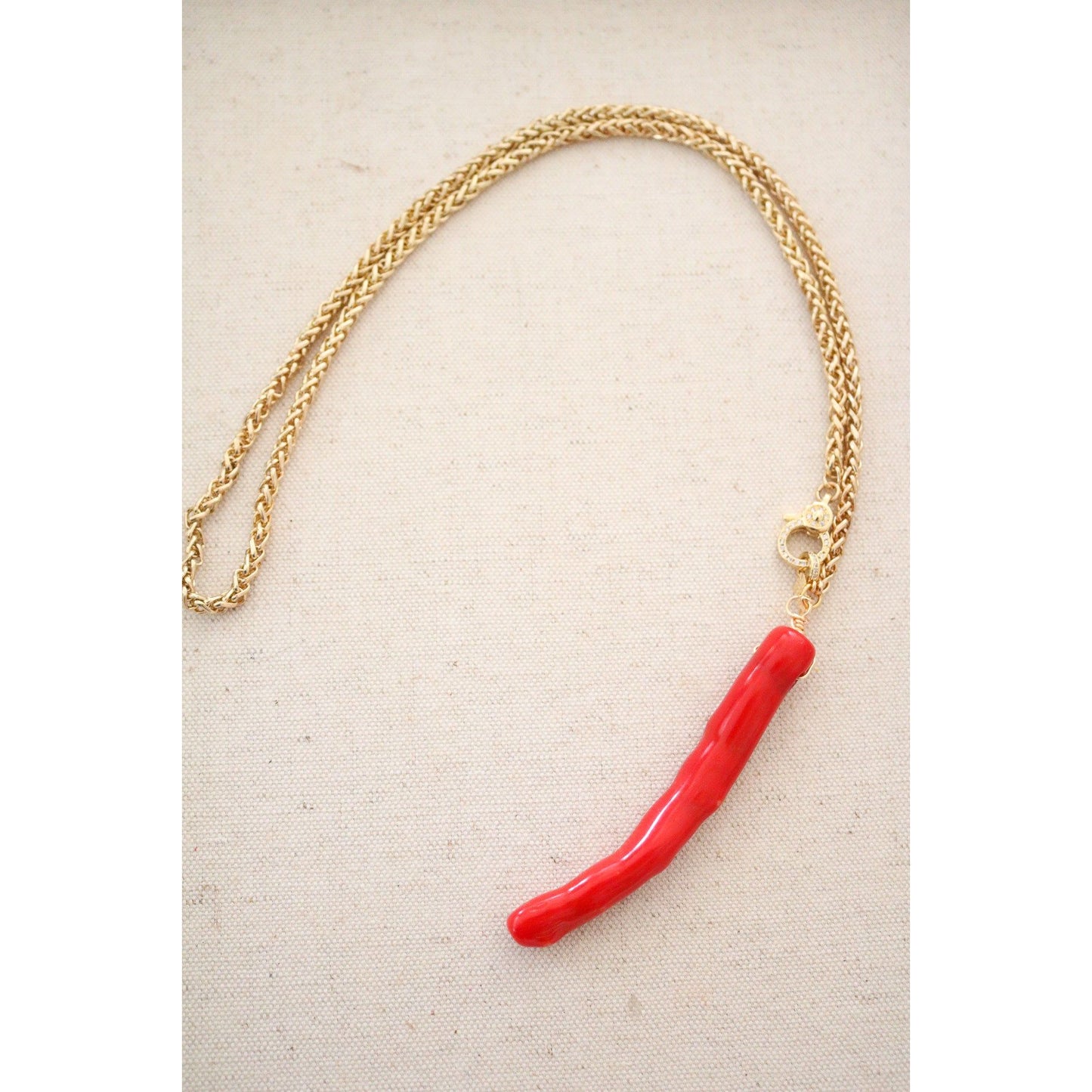 Red Coral Long Pendant Necklace