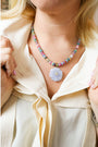 Carved Stone Flower Gem Necklace