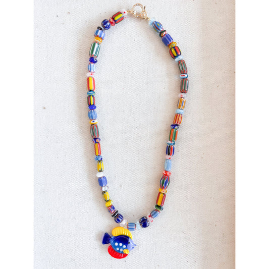 Painted Stripe Bead Necklace