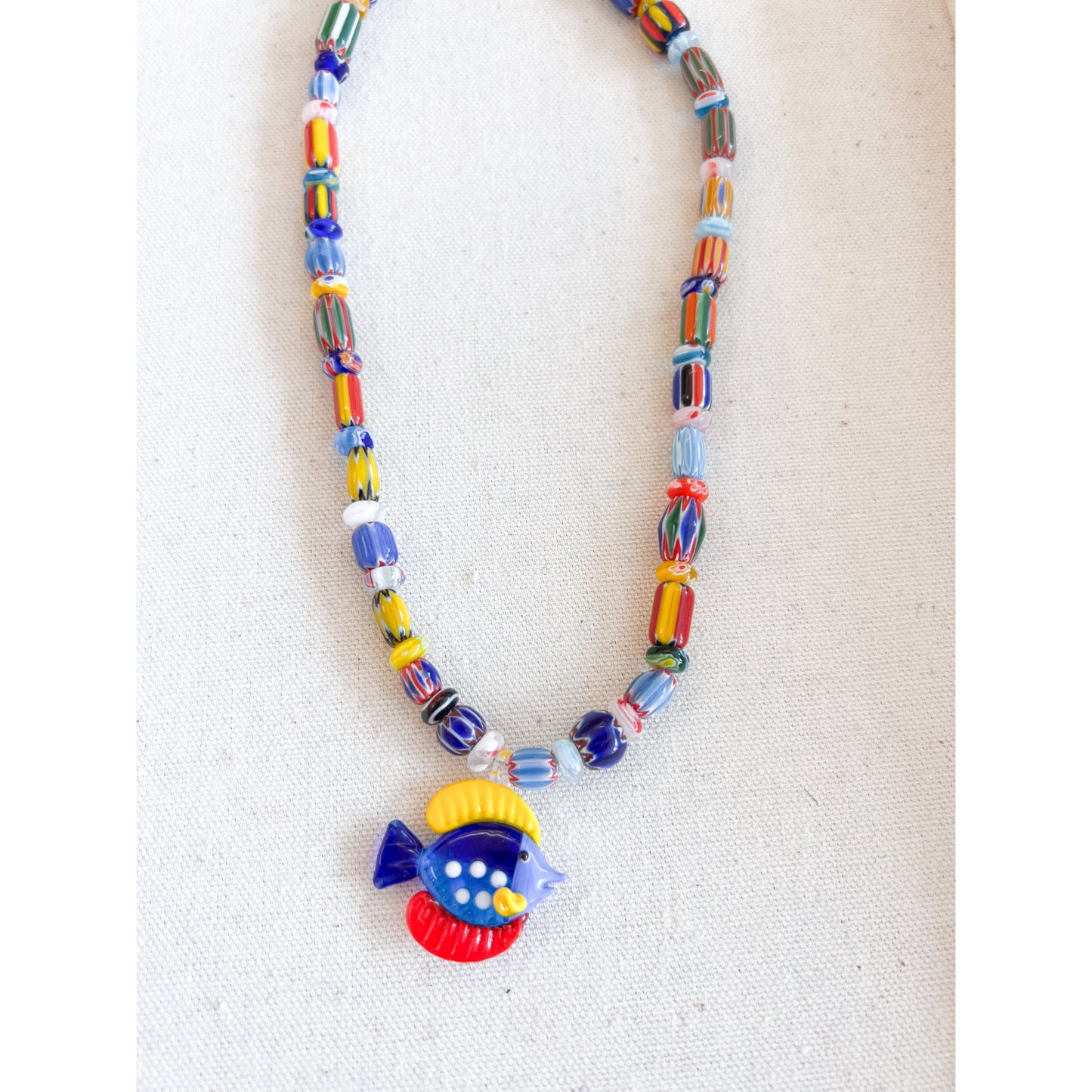 Painted Stripe Bead Necklace