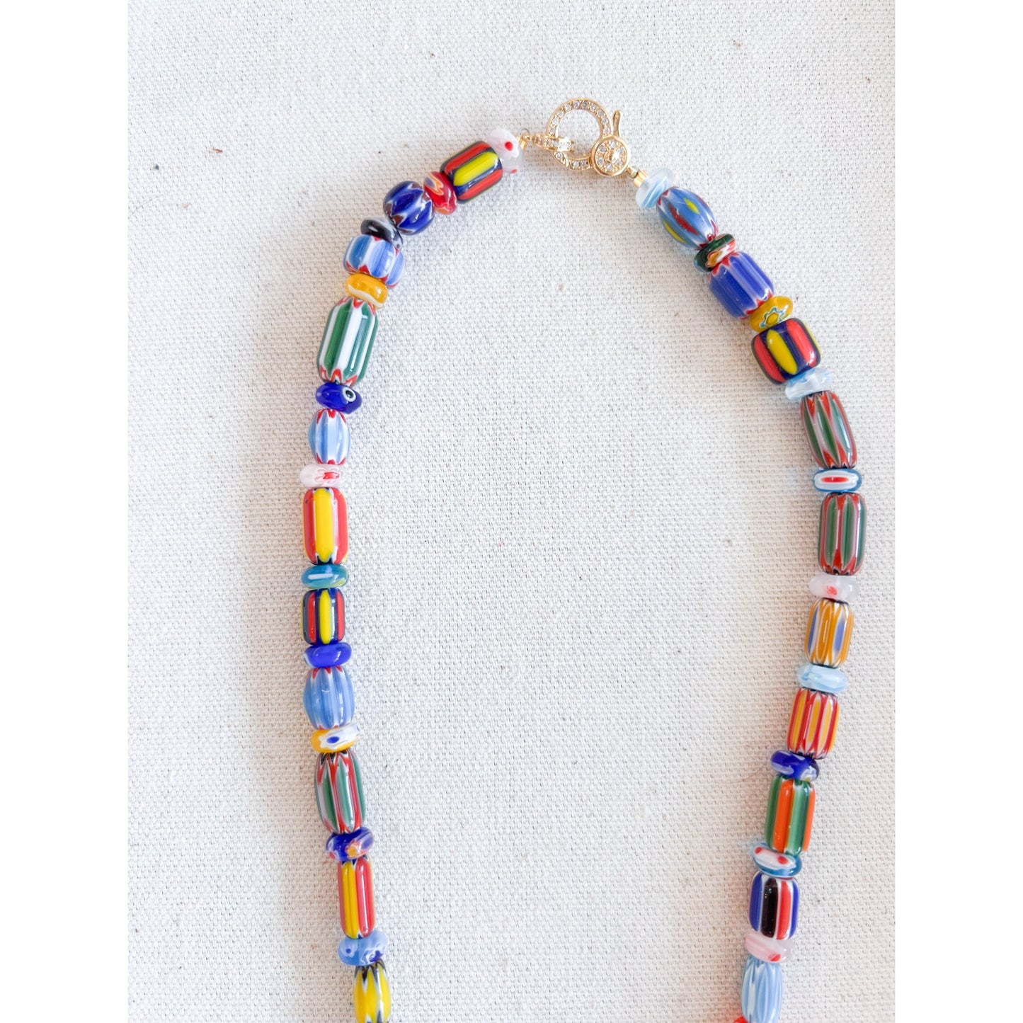 Painted Stripe Bead Necklace