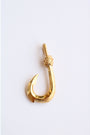 Gold Fish Hook Charm Pendant