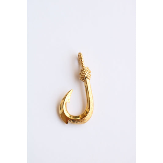 Gold Fish Hook Charm Pendant