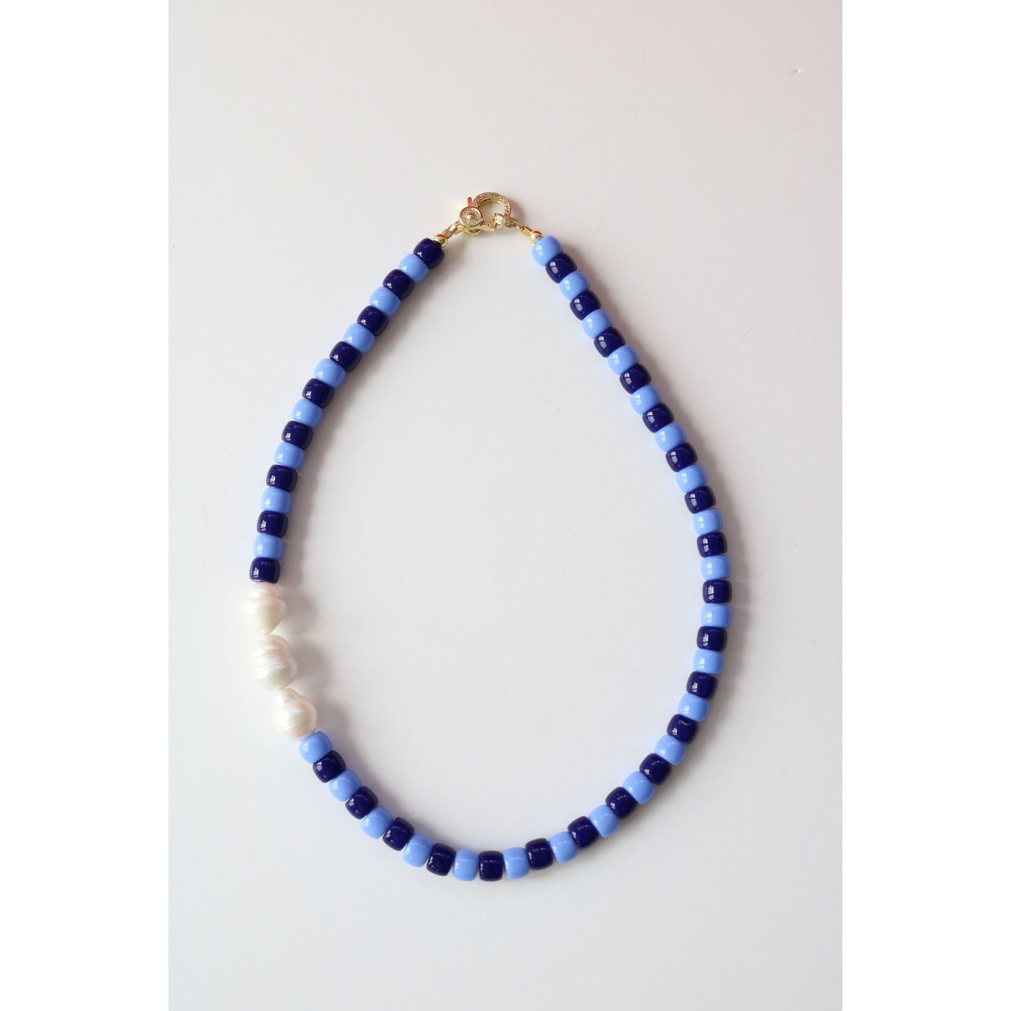 Double Blue Jersey Stripe Necklace