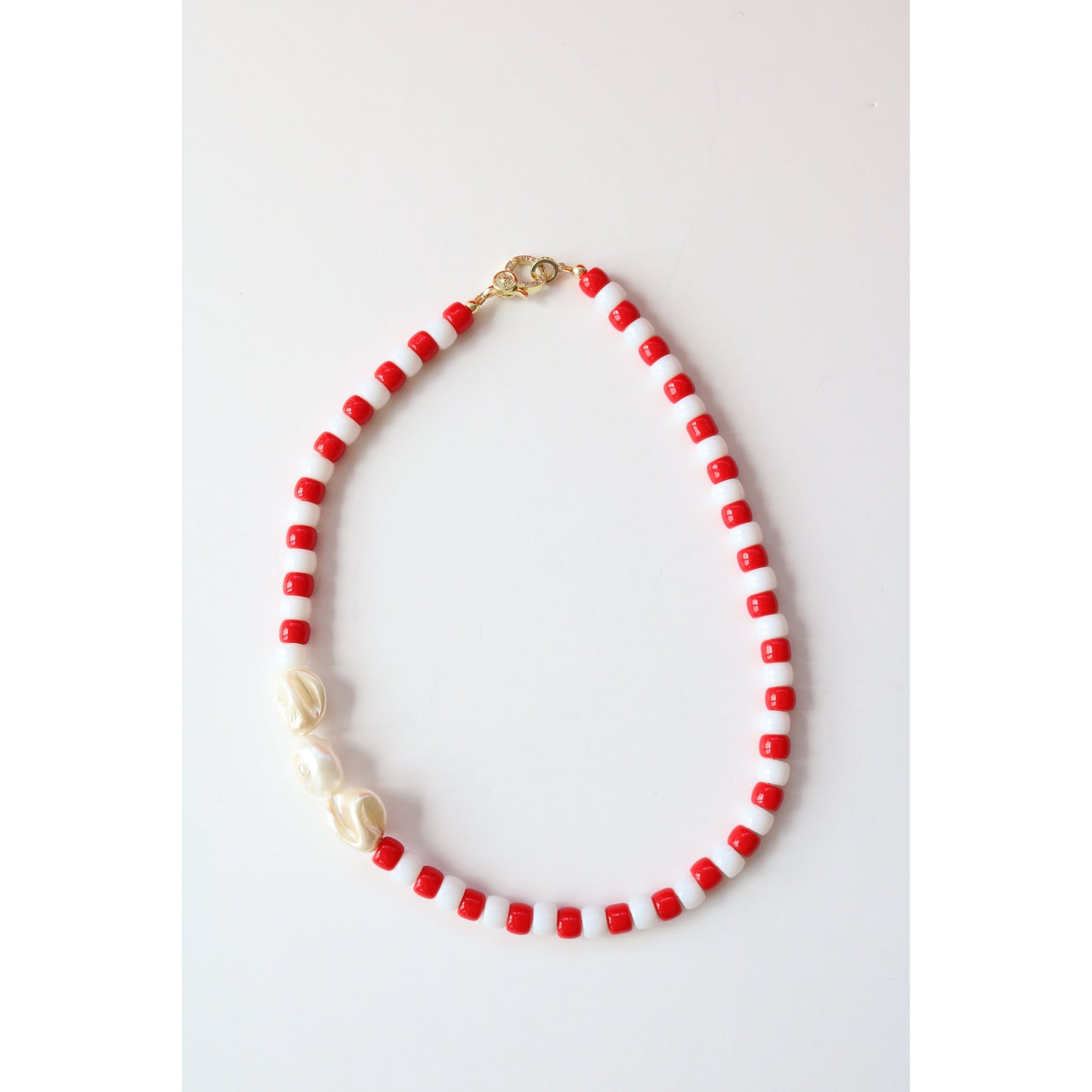 Red & White Jersey Stripe Necklace