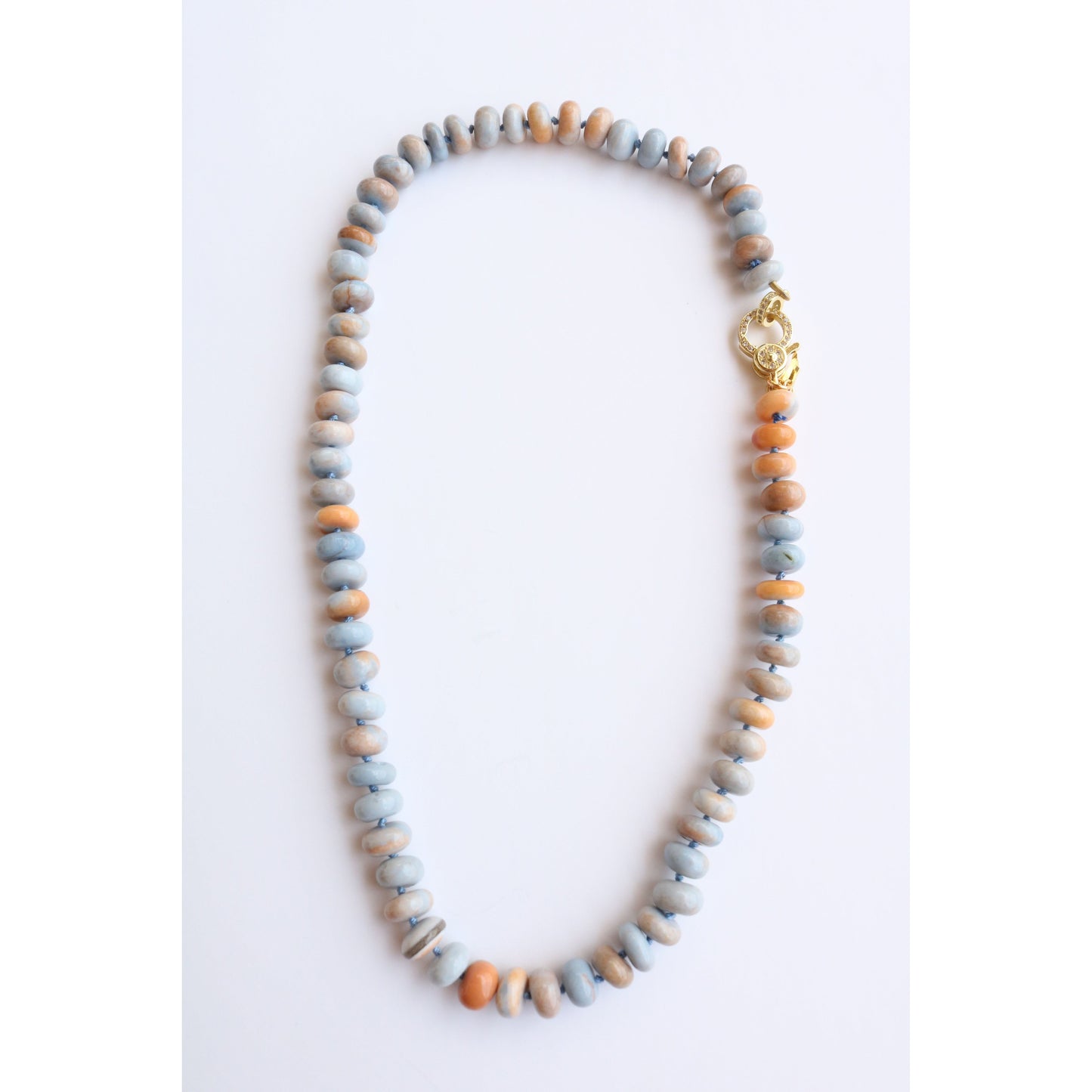 Blue & Orange Opal Candy Crush Knotted Necklace