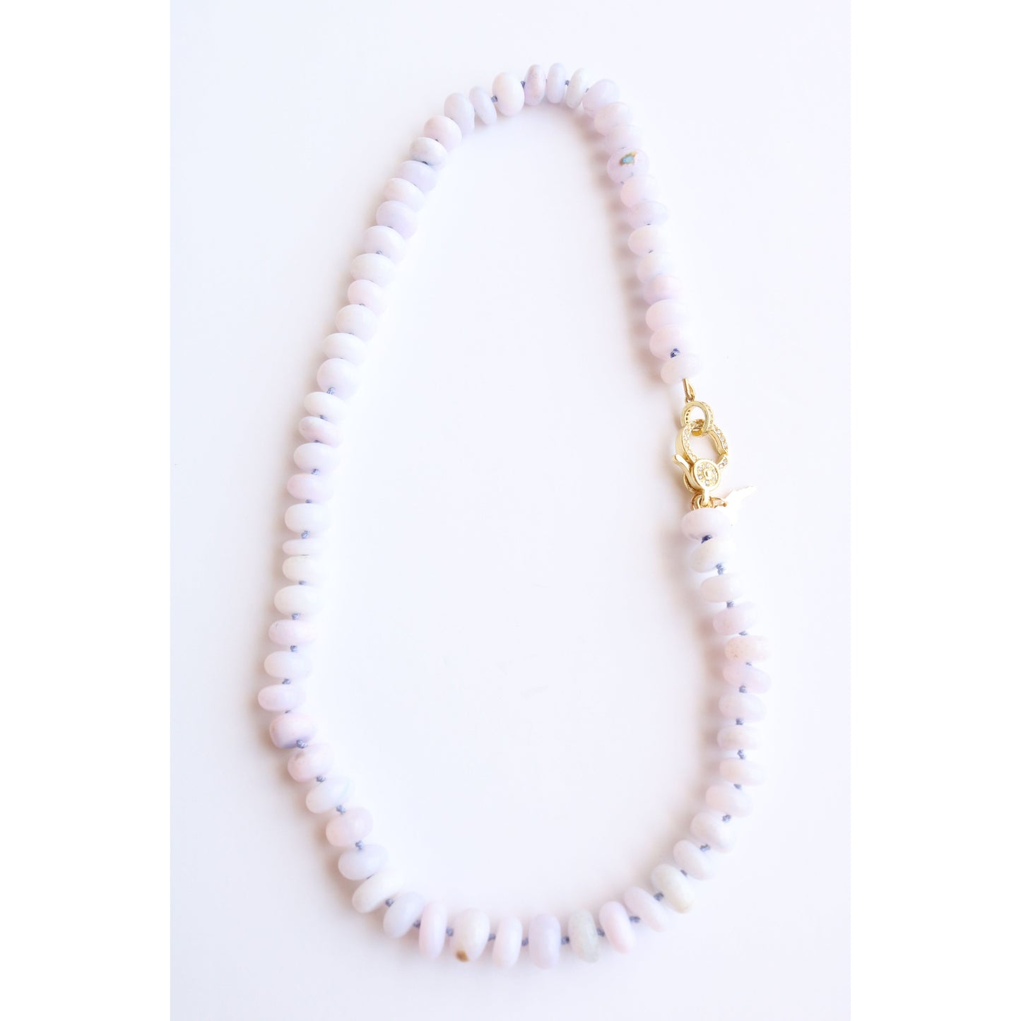 Pale Lavender Opal Candy Crush Knotted Necklace