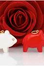 Carved Gemstone Pig Charm